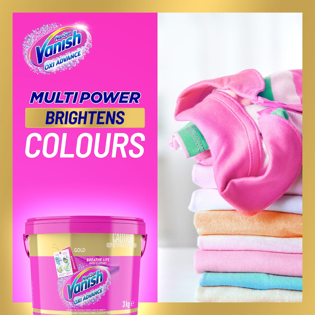 Vanish Gold Stain Remover Powder 3kg | Fast Acting, Powerful Stain Removal, Safe for Colors