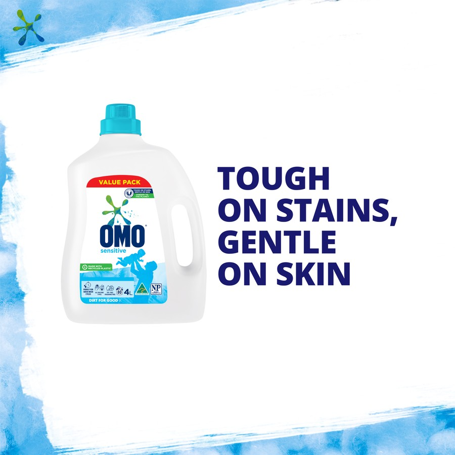 Omo Sensitive Laundry Liquid 4L | Gentle on Skin, Tough on Stains, Dermatologically Tested