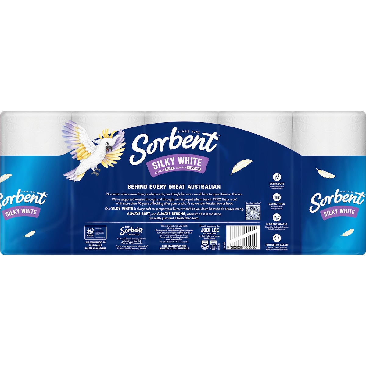Sorbent Toilet Tissue White - 10 Pack, 3 Ply - Extra Soft & Thick