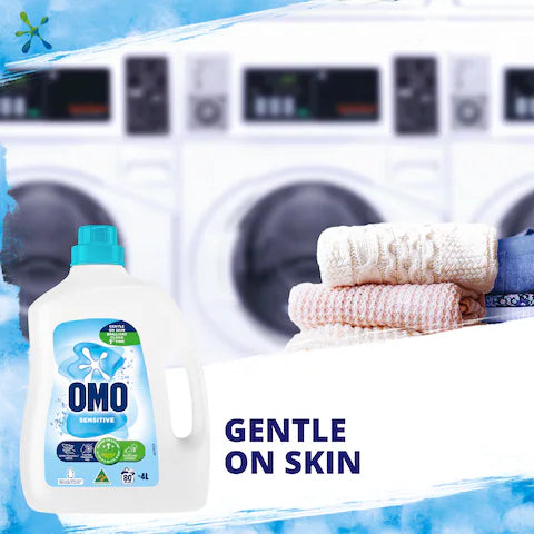 Omo Sensitive Laundry Liquid 4L | Gentle on Skin, Tough on Stains, Dermatologically Tested