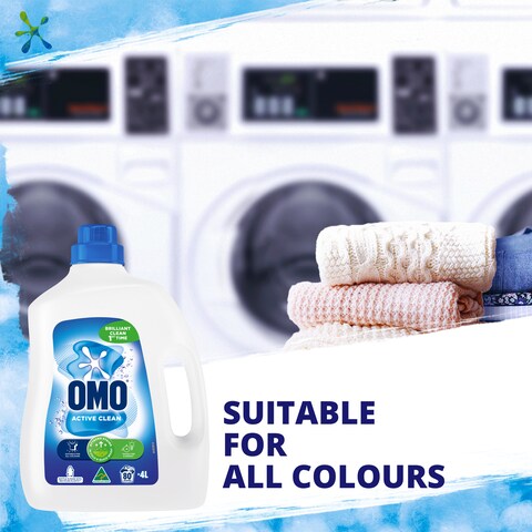 Omo Active Clean Laundry Liquid 4L | Powerful Stain Removal, Long-Lasting Freshness, Suitable for All Machines