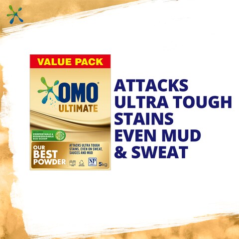 Omo Ultimate Washing Powder 5kg | Superior Stain Removal, Front & Top Loader, Gentle on Fabrics