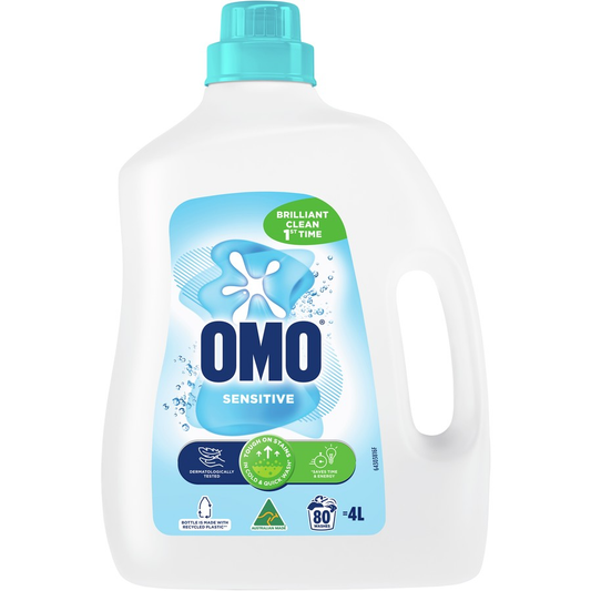 Omo Sensitive Laundry Liquid 4L | Gentle on Skin, Tough on Stains, Dermatologically Tested
